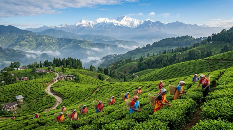 Darjeeling Tea Gardens and Kanchenjunga